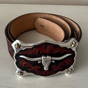 Justin Boots Brown and Silver Western Belt